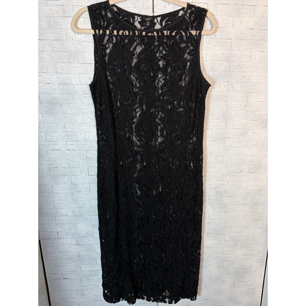 Talbots women’s lease dress no lining black floral cover-up coastal feminine 